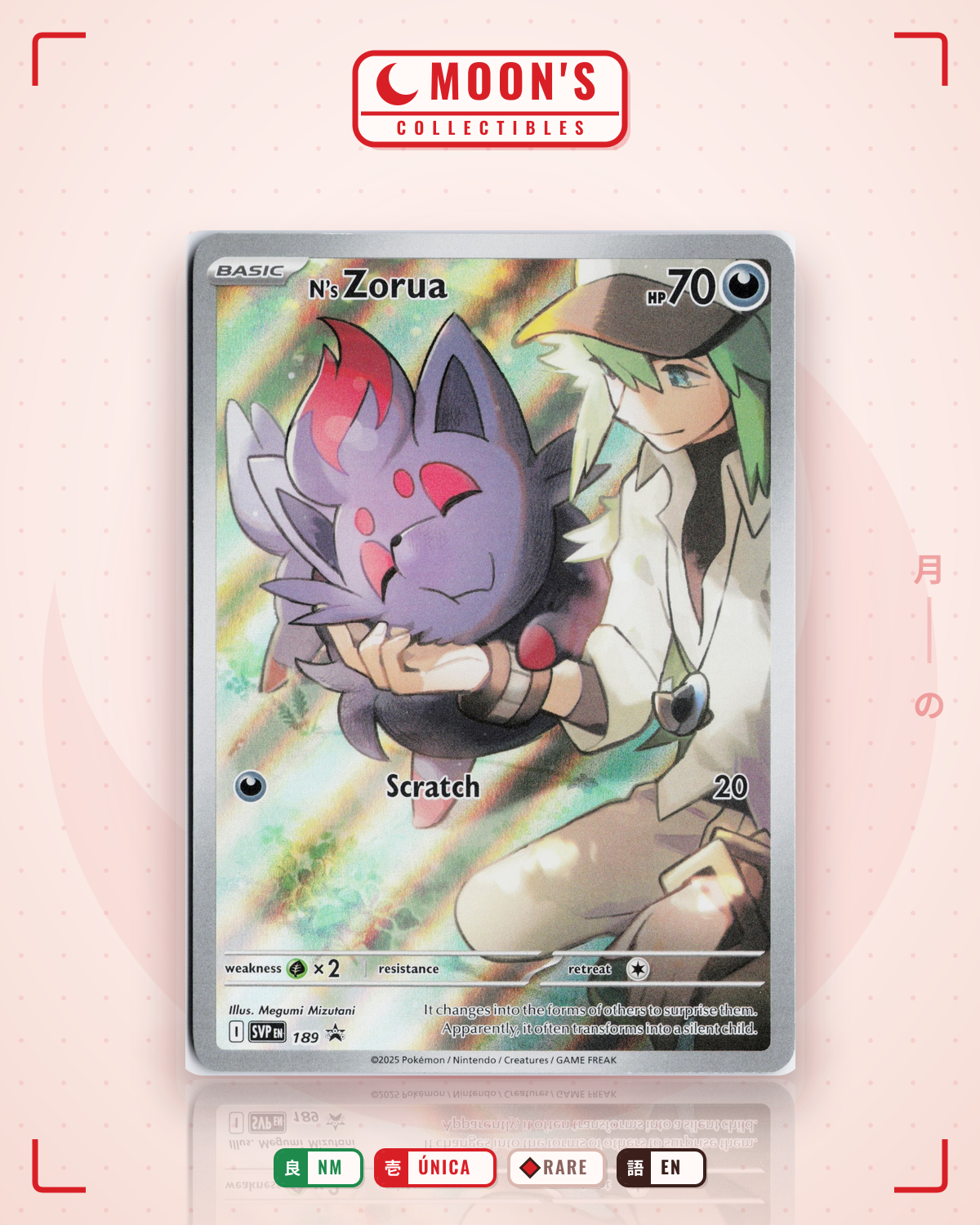 Carta Pokémon N's Zorua · Scarlet & Violet Black Star Promos #189 (NM) — pieza única en Moon's Collectibles México