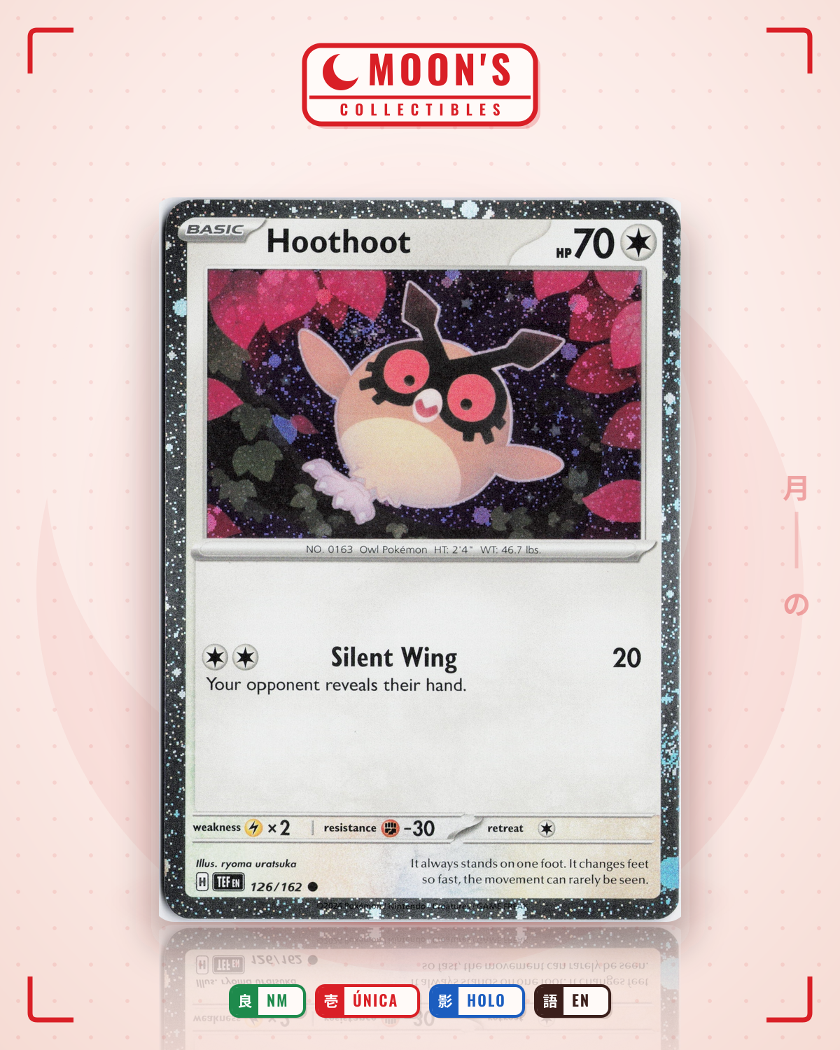 Carta Pokémon Hoothoot · Temporal Forces #126/162 (NM) — pieza única en Moon's Collectibles México