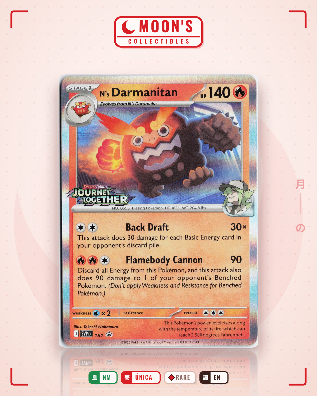 Carta Pokémon N's Darmanitan · Scarlet & Violet Black Star Promos #181 (NM) — pieza única en Moon's Collectibles México