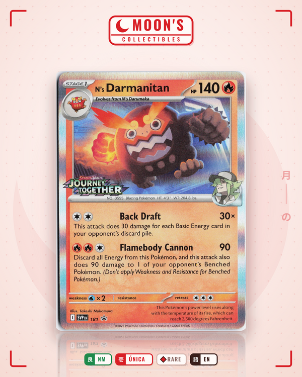 Carta Pokémon N's Darmanitan · Scarlet & Violet Black Star Promos #181 (NM) — pieza única en Moon's Collectibles México