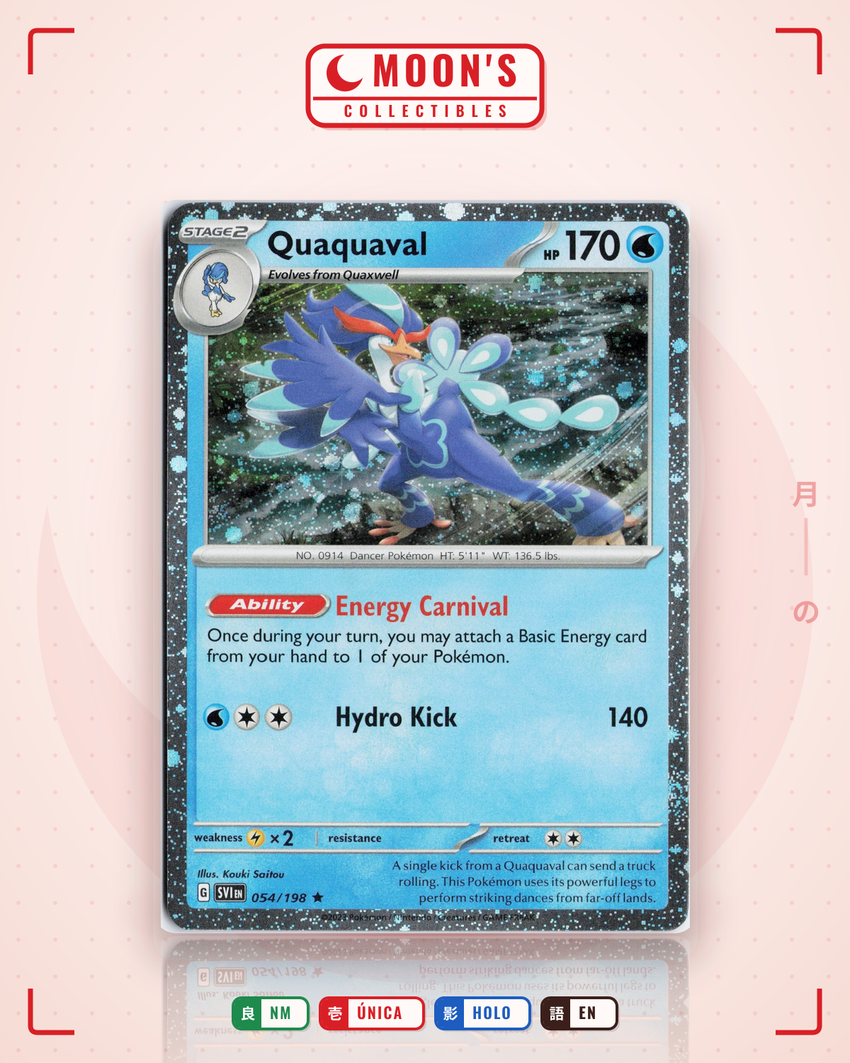 Carta Pokémon Quaquaval · Scarlet & Violet #054/198 (NM) — pieza única en Moon's Collectibles México