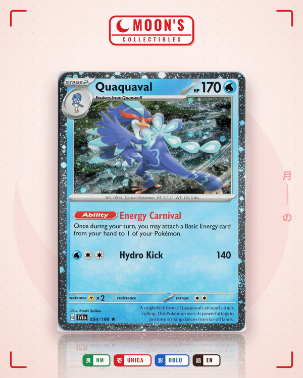 Carta Pokémon Quaquaval · Scarlet & Violet #054/198 (NM) — pieza única en Moon's Collectibles México
