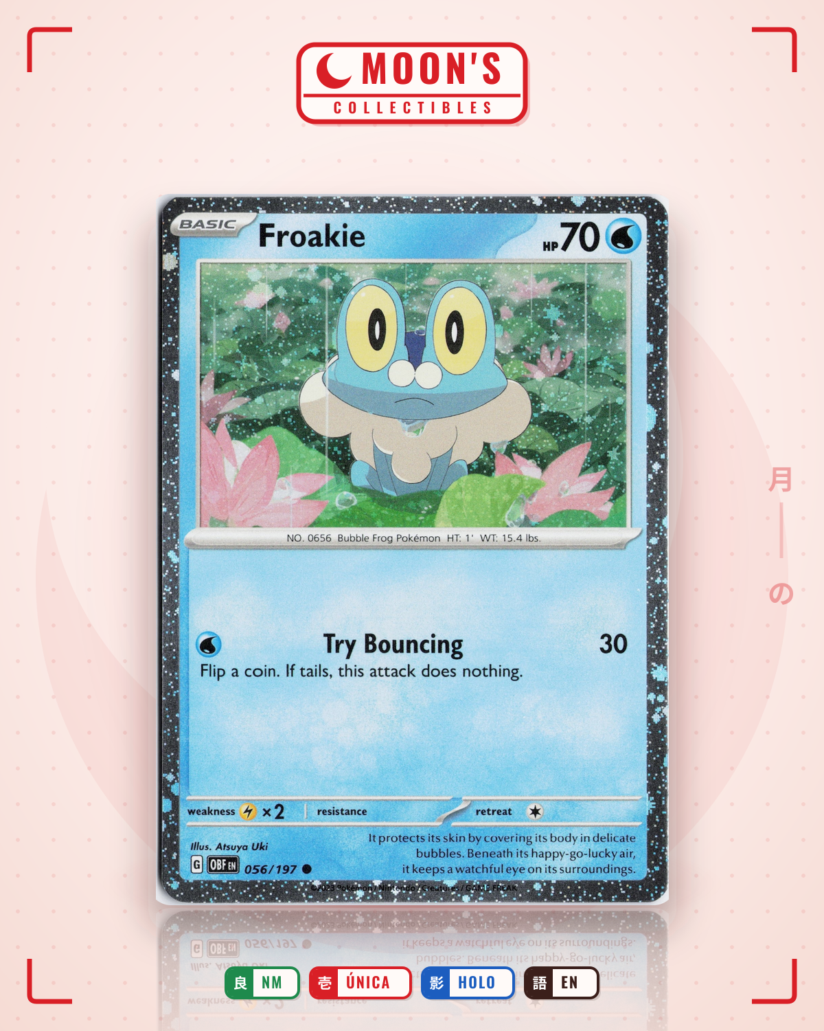 Carta Pokémon Froakie · Obsidian Flames #056/197 (NM) — pieza única en Moon's Collectibles México