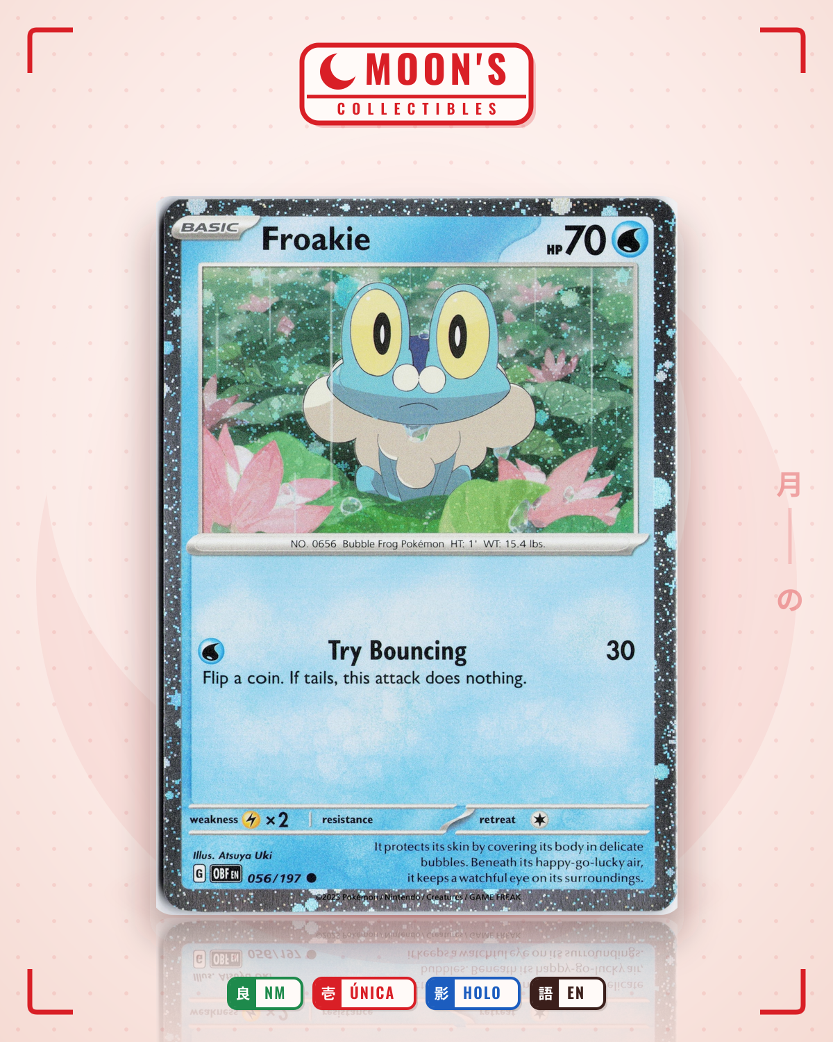 Carta Pokémon Froakie · Obsidian Flames #056/197 (NM) — pieza única en Moon's Collectibles México