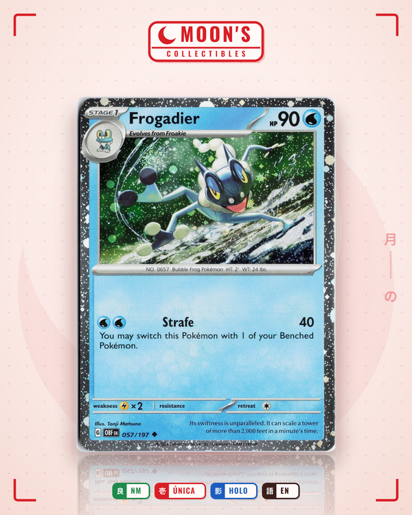 Carta Pokémon Frogadier · Obsidian Flames #057/197 (NM) — pieza única en Moon's Collectibles México