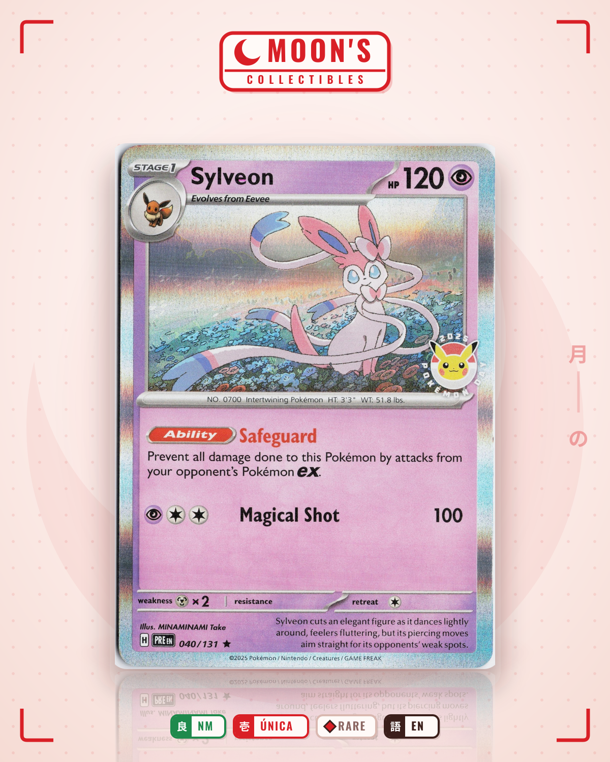 Carta Pokémon Sylveon · Prismatic Evolutions #040/131 (NM) — pieza única en Moon's Collectibles México