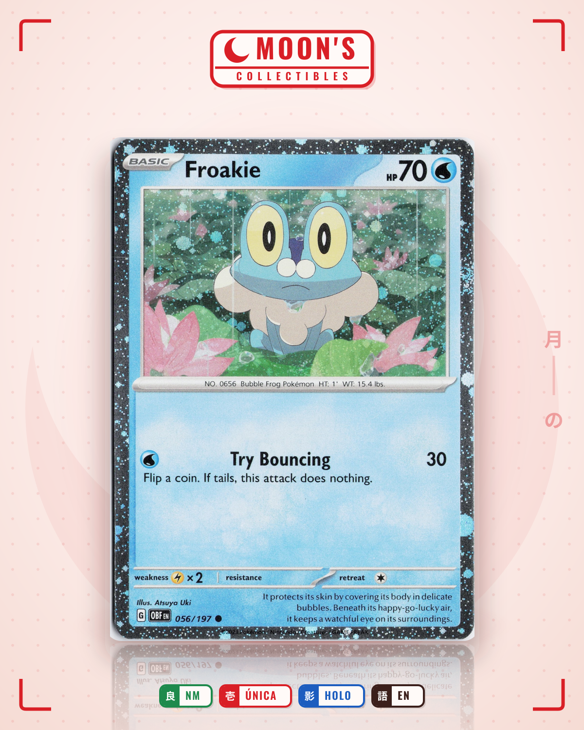 Carta Pokémon Froakie · Obsidian Flames #056/197 (NM) — pieza única en Moon's Collectibles México