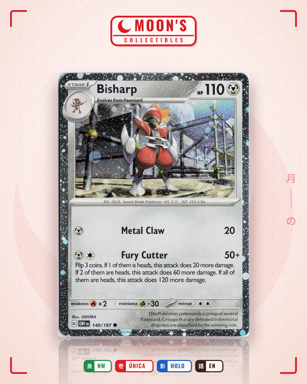 Carta Pokémon Bisharp · Obsidian Flames #149/197 (NM) — pieza única en Moon's Collectibles México