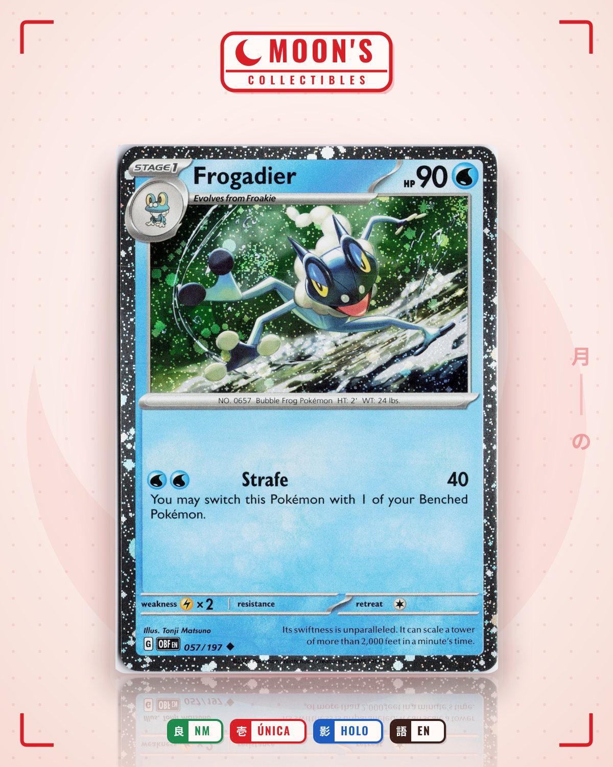 Carta Pokémon Frogadier · Obsidian Flames #057/197 (NM) — pieza única en Moon's Collectibles México