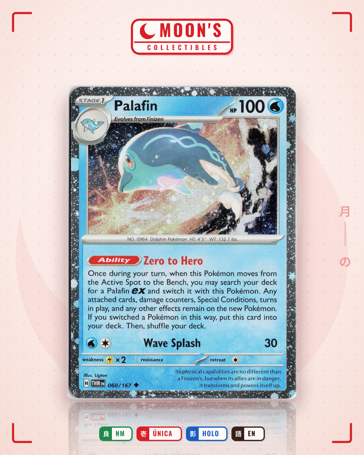 Carta Pokémon Palafin · Twilight Masquerade #060/167 (NM) — pieza única en Moon's Collectibles México