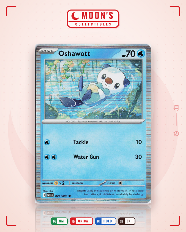 Carta Pokémon Oshawott · White Flare #021/086 (NM) — pieza única en Moon's Collectibles México