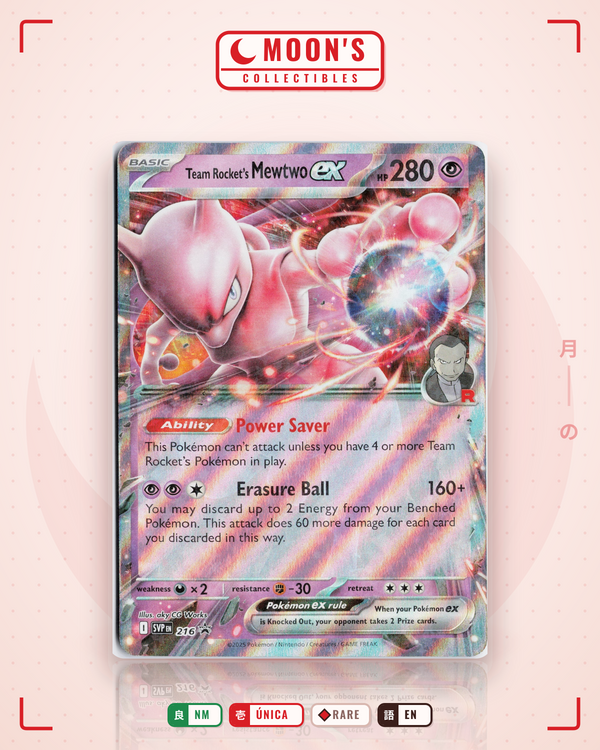 Carta Pokémon Team Rocket's Mewtwo ex · Scarlet & Violet Black Star Promos #216 (NM) — pieza única en Moon's Collectibles México