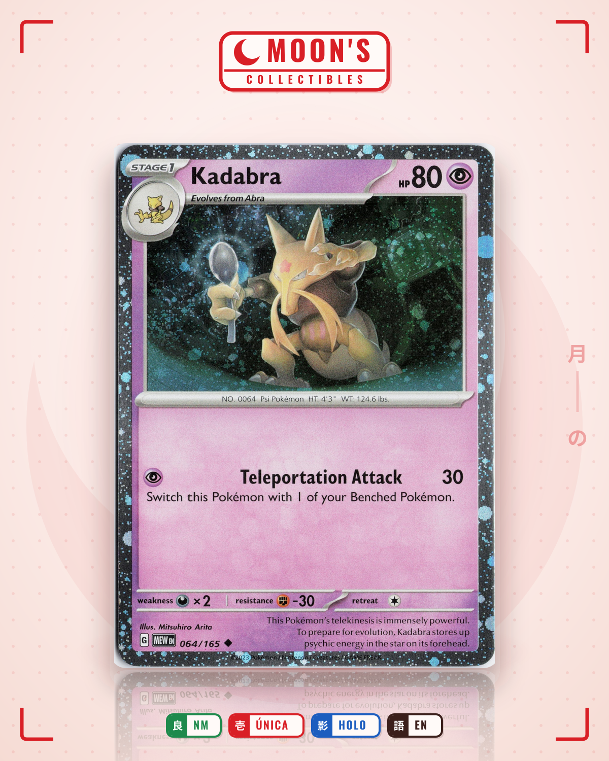 Carta Pokémon Kadabra · 151 #064/165 (NM) — pieza única en Moon's Collectibles México