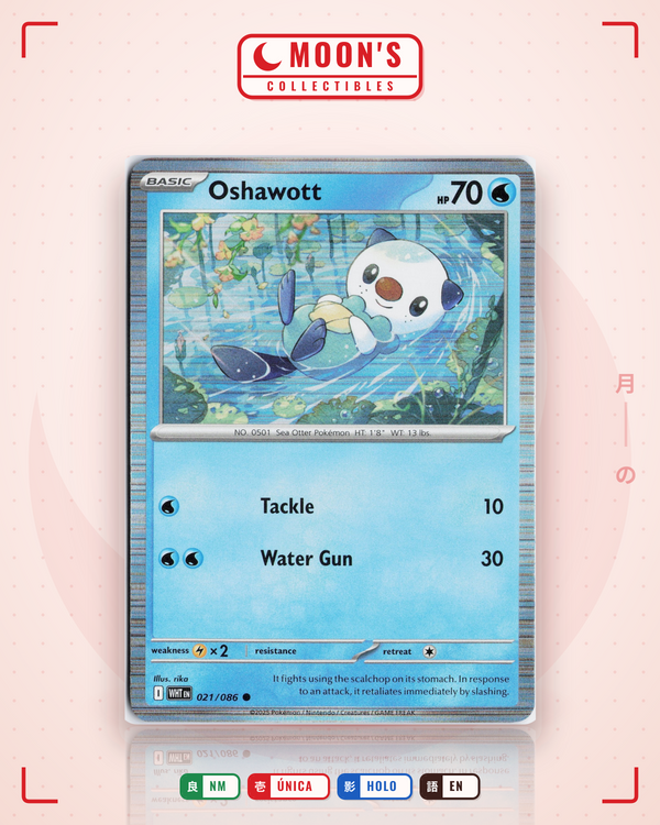 Carta Pokémon Oshawott · White Flare #021/086 (NM) — pieza única en Moon's Collectibles México