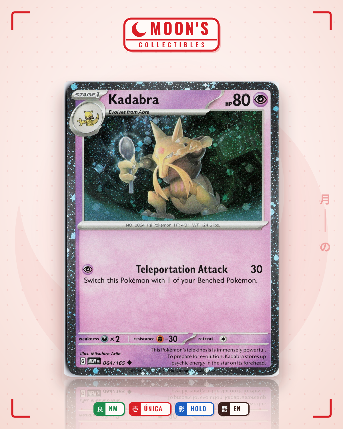 Carta Pokémon Kadabra · 151 #064/165 (NM) — pieza única en Moon's Collectibles México