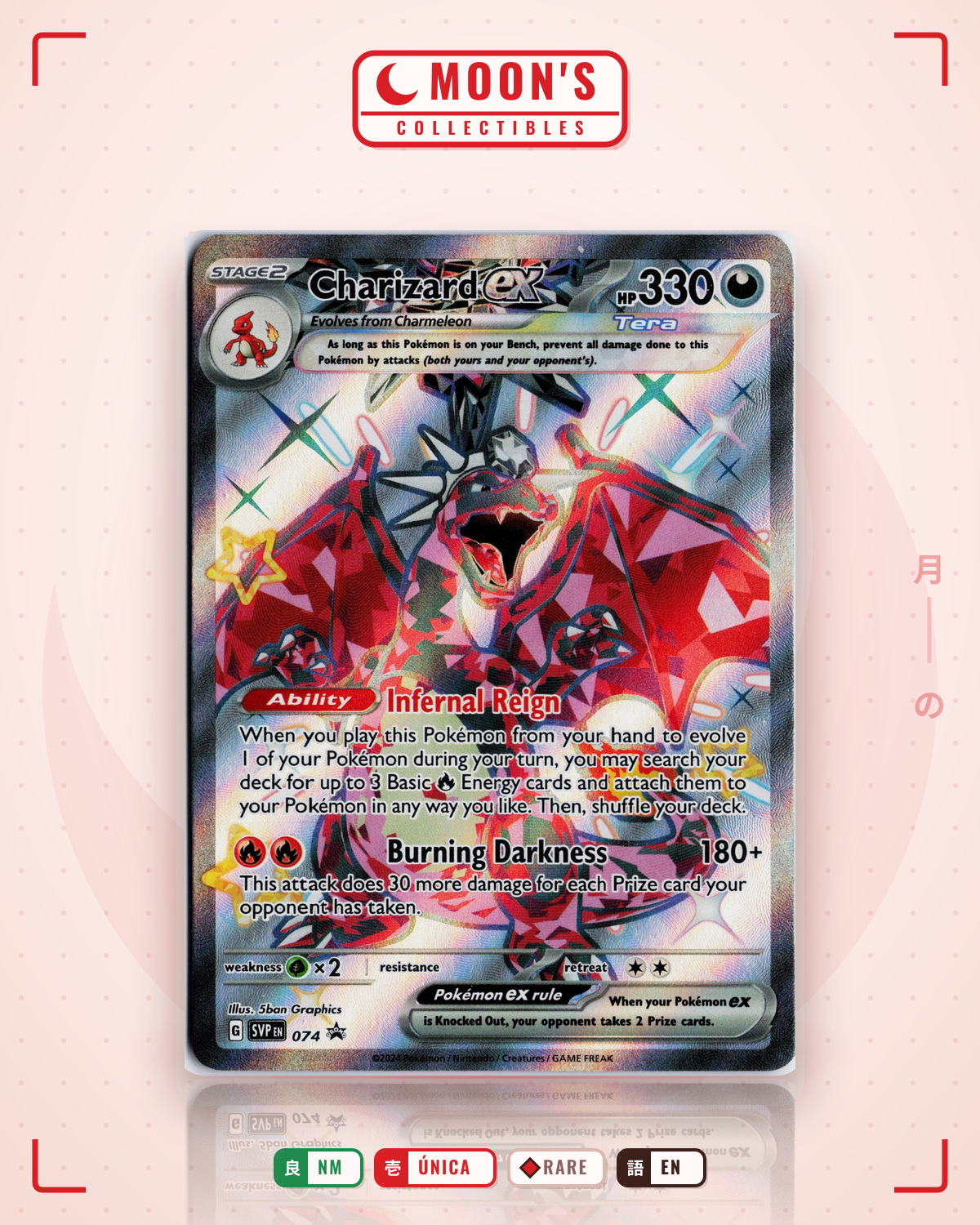Carta Pokémon Charizard ex · Scarlet & Violet Black Star Promos #074 (NM) — pieza única en Moon's Collectibles México