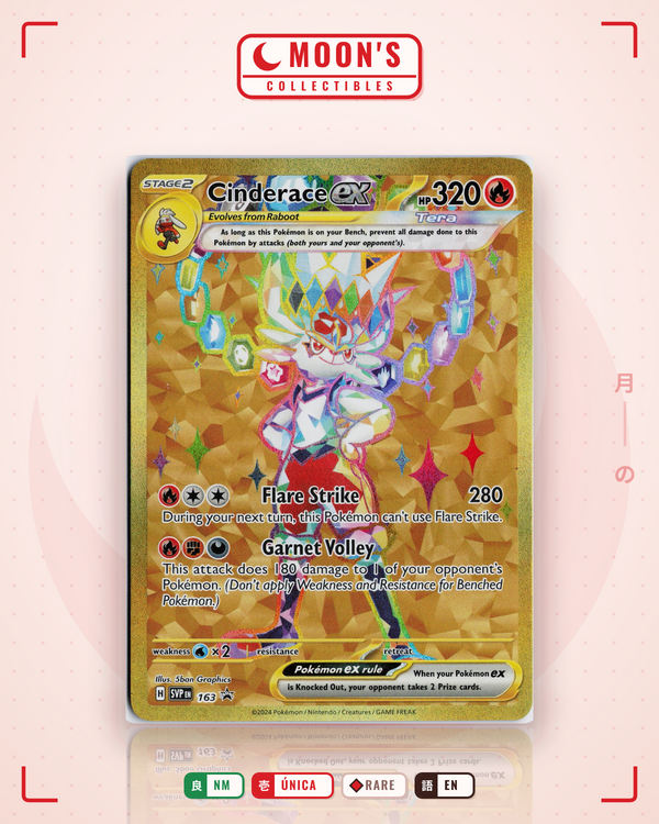 Carta Pokémon Cinderace ex · Scarlet & Violet Black Star Promos #163 (NM) — pieza única en Moon's Collectibles México