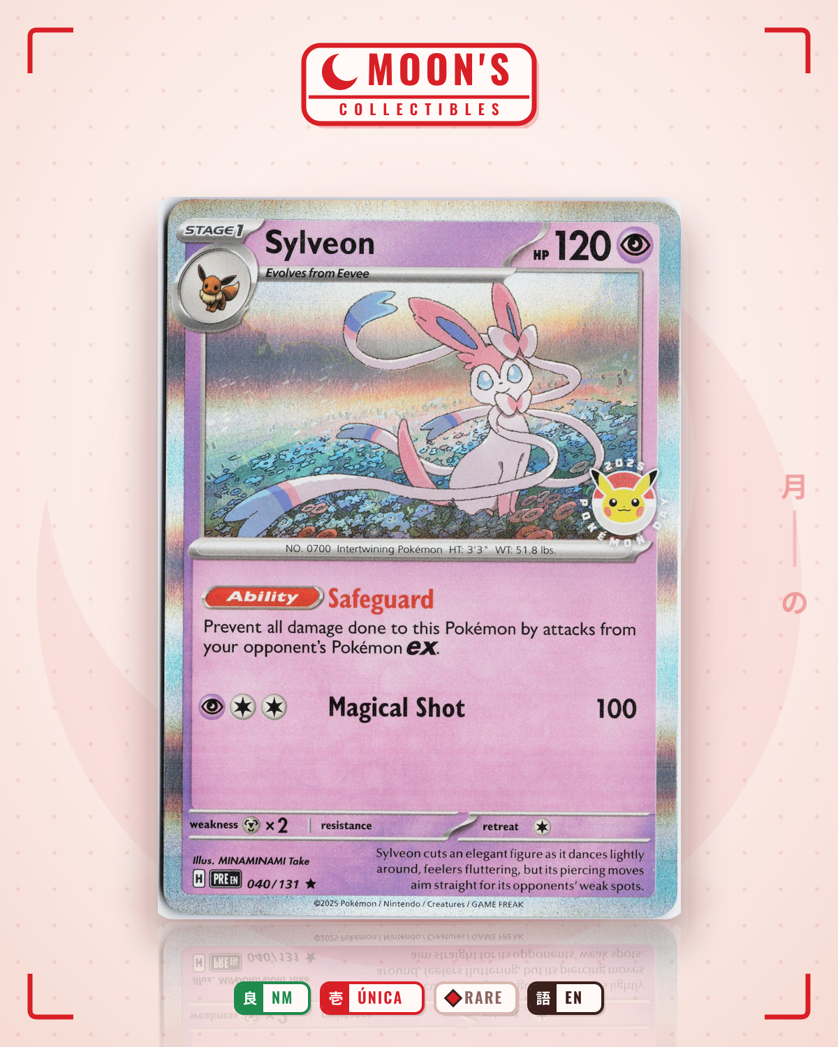Carta Pokémon Sylveon · Prismatic Evolutions #040/131 (NM) — pieza única en Moon's Collectibles México