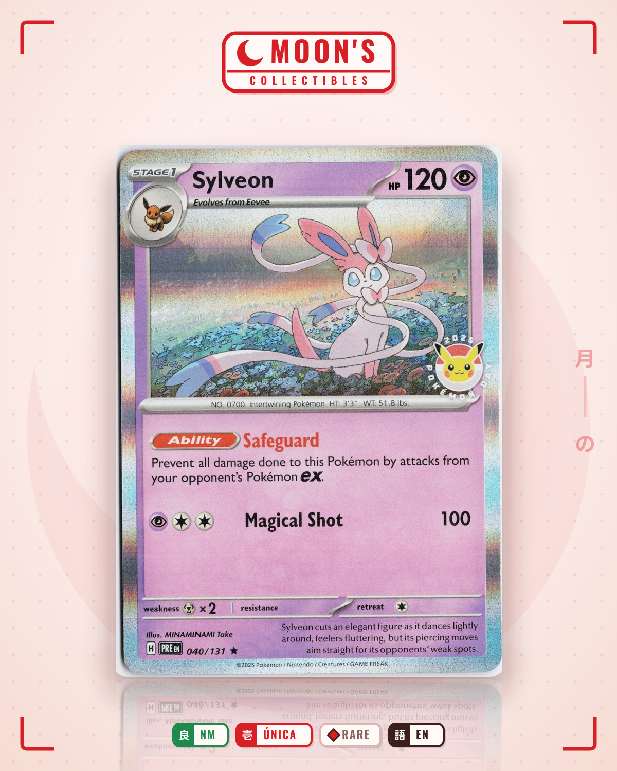 Carta Pokémon Sylveon · Prismatic Evolutions #040/131 (NM) — pieza única en Moon's Collectibles México