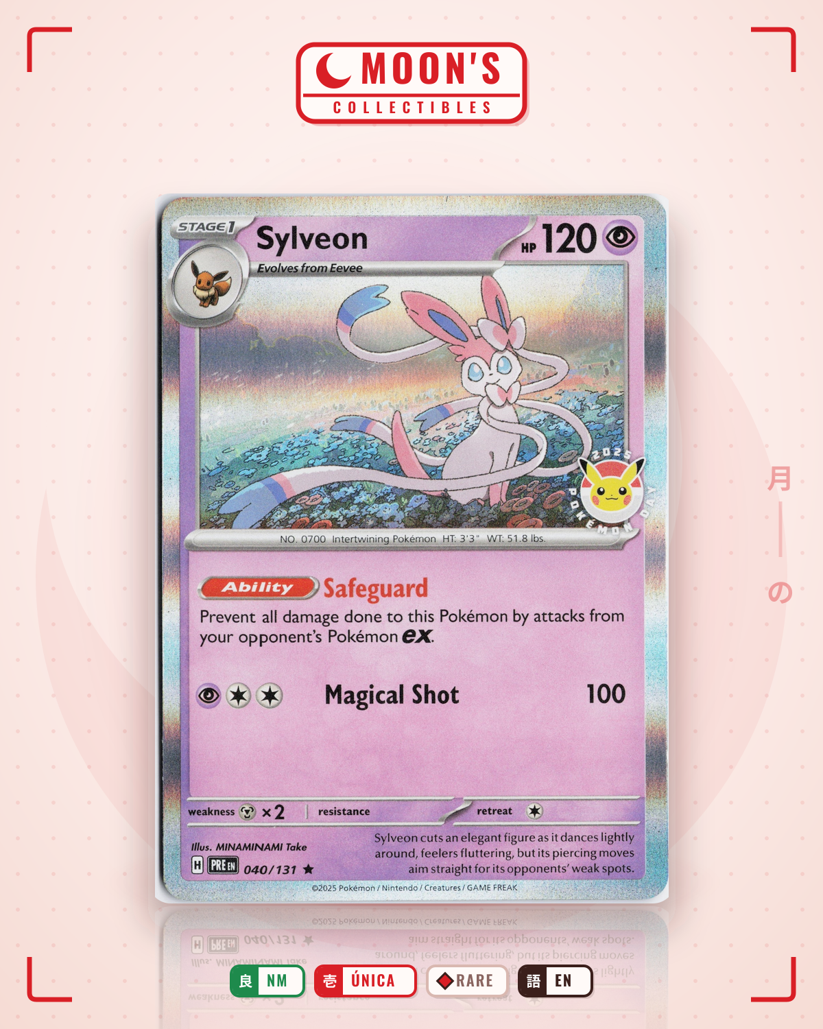 Carta Pokémon Sylveon · Prismatic Evolutions #040/131 (NM) — pieza única en Moon's Collectibles México
