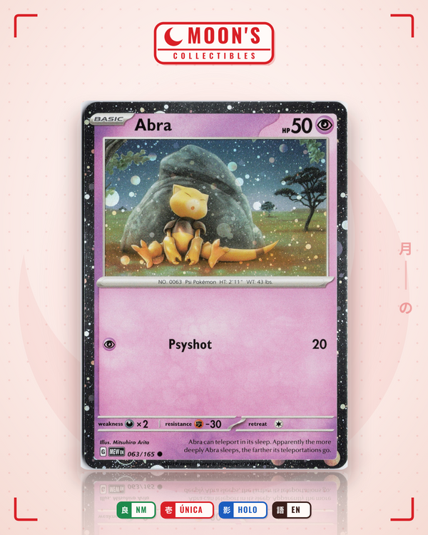 Carta Pokémon Abra · 151 #063/165 (NM) — pieza única en Moon's Collectibles México