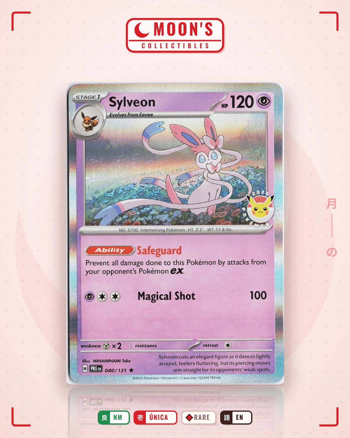 Carta Pokémon Sylveon · Prismatic Evolutions #040/131 (NM) — pieza única en Moon's Collectibles México