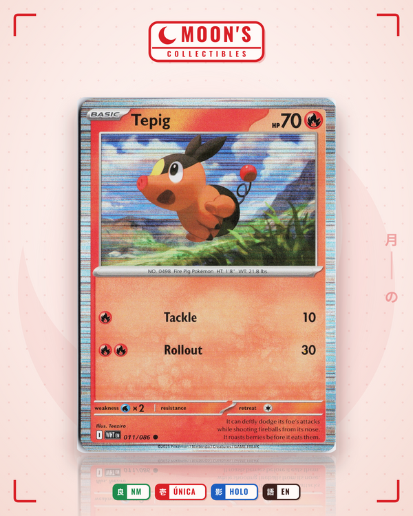 Carta Pokémon Tepig · White Flare #011/086 (NM) — pieza única en Moon's Collectibles México