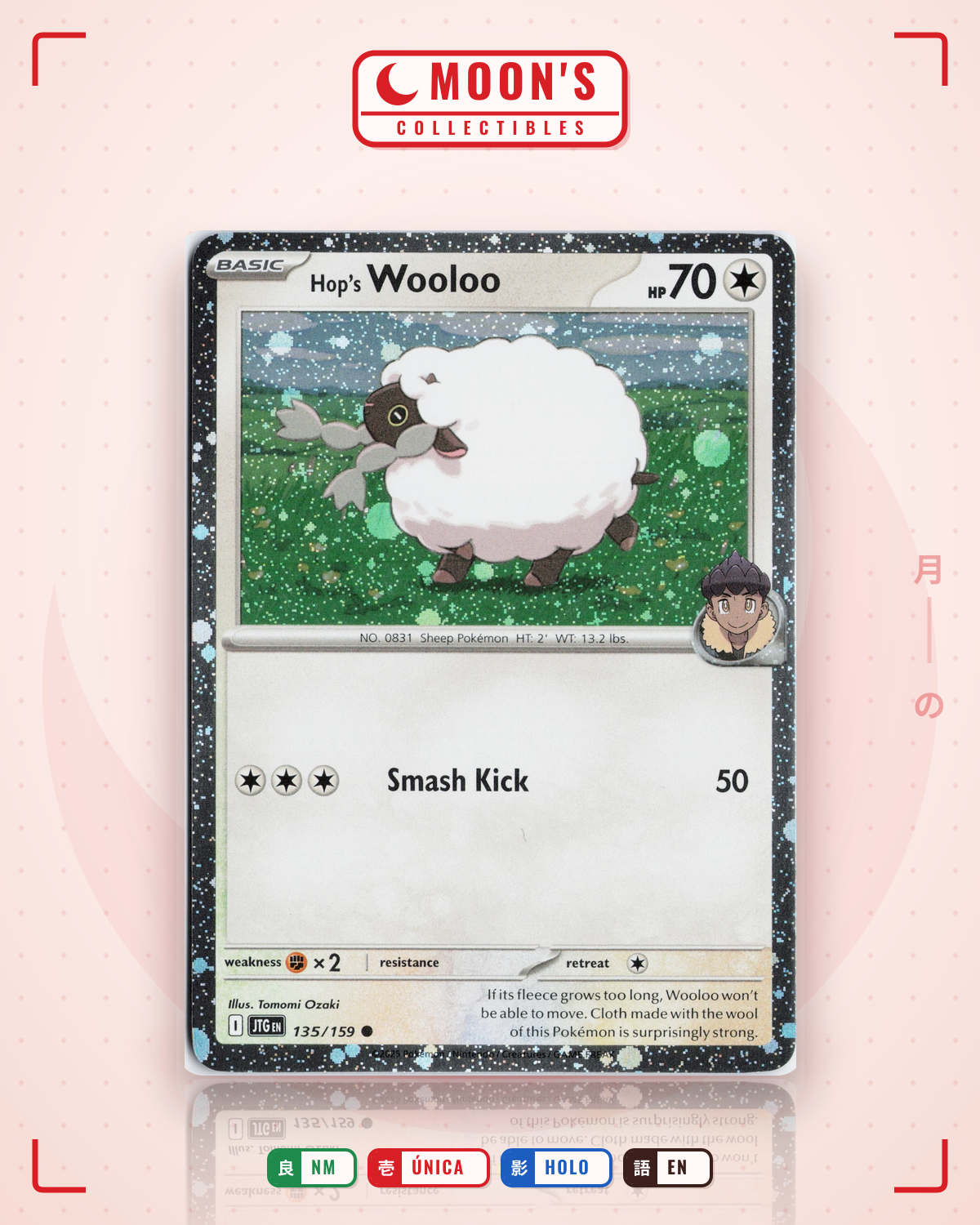 Carta Pokémon Hop's Wooloo · Journey Together #135/159 (NM) — pieza única en Moon's Collectibles México