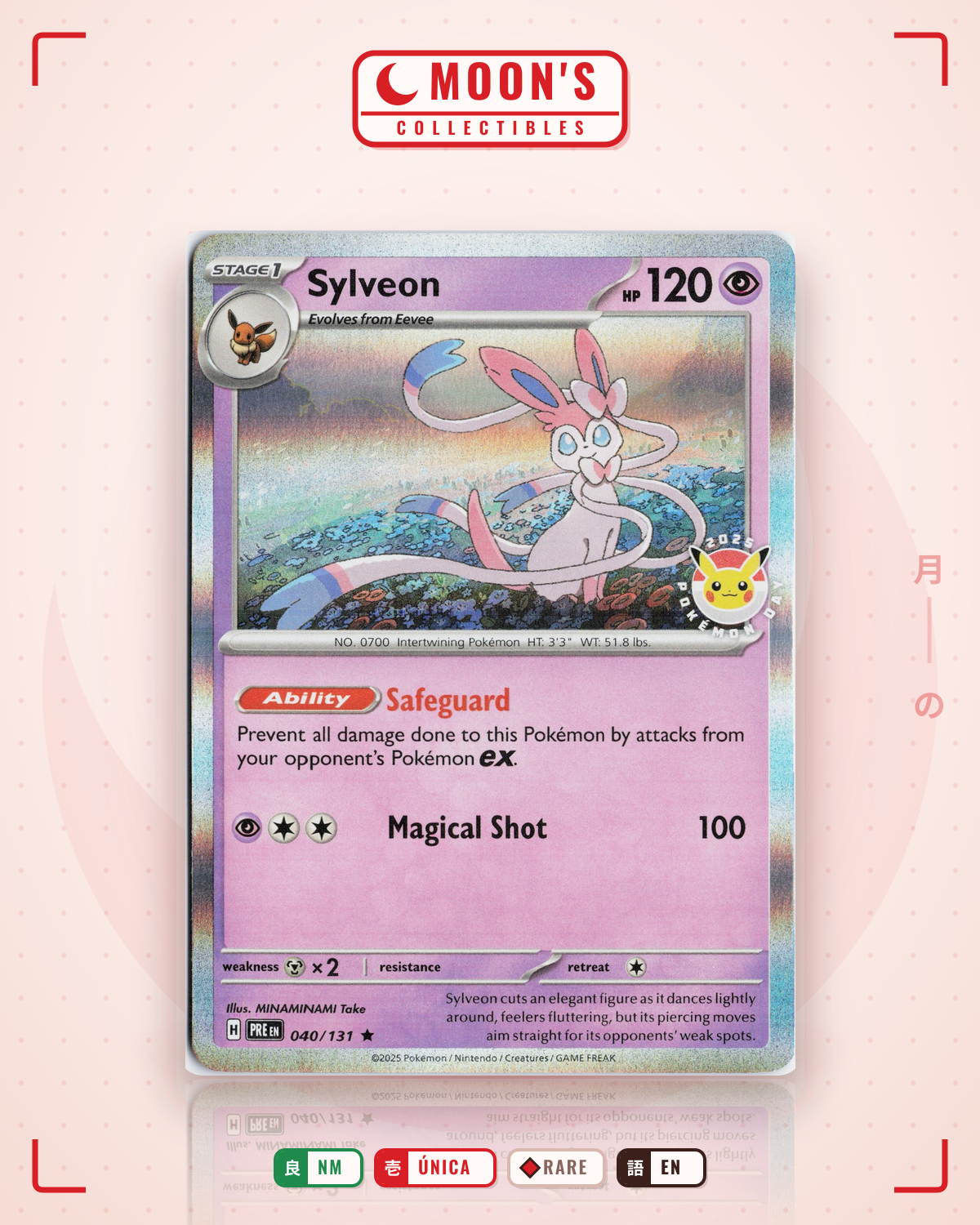 Carta Pokémon Sylveon · Prismatic Evolutions #040/131 (NM) — pieza única en Moon's Collectibles México