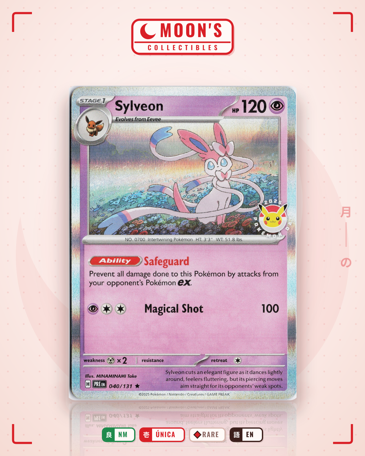 Carta Pokémon Sylveon · Prismatic Evolutions #040/131 (NM) — pieza única en Moon's Collectibles México