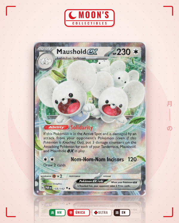 Carta Pokémon Maushold ex · Paradox Rift #155/182 (NM) — pieza única en Moon's Collectibles México