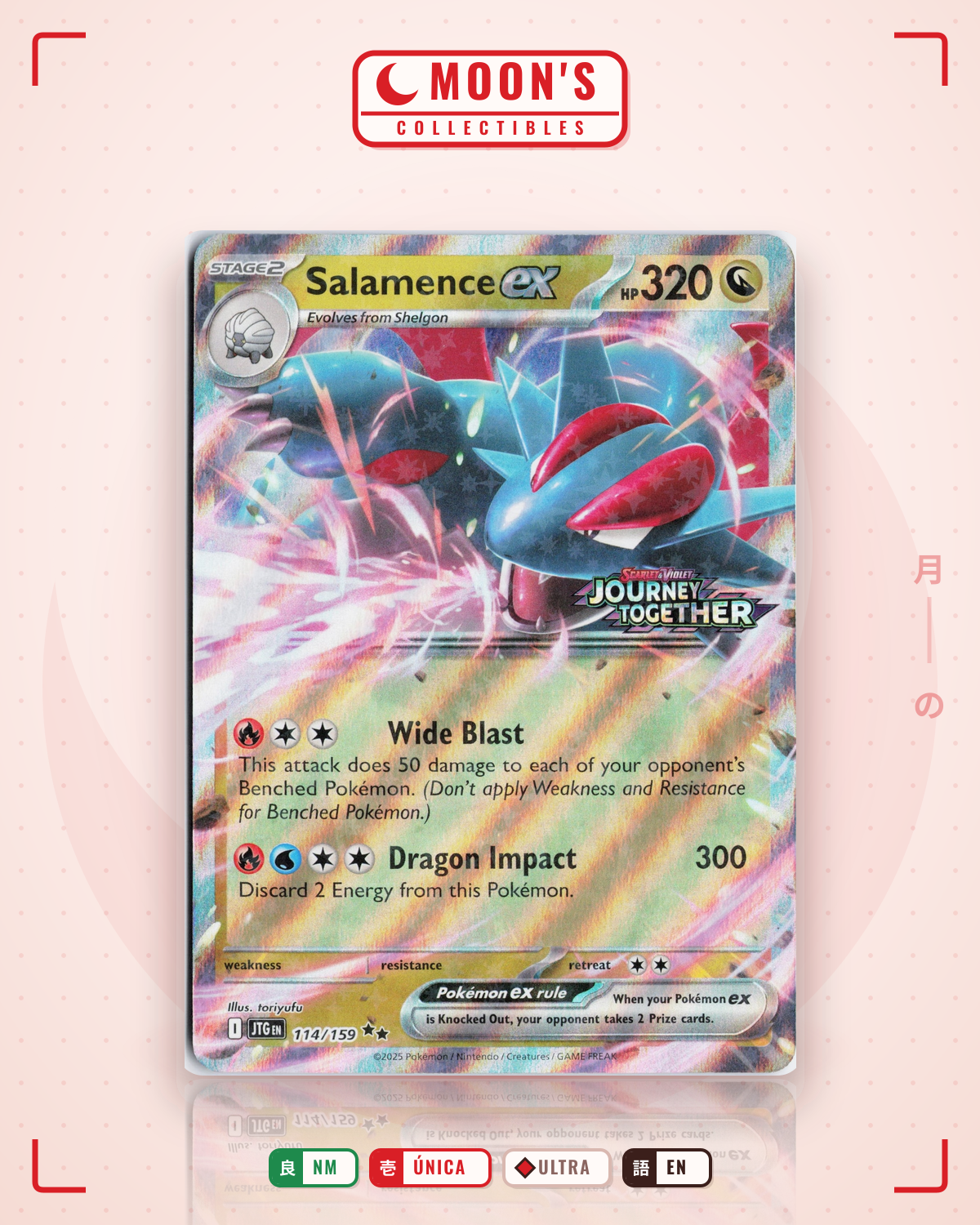 Carta Pokémon Salamence ex · Journey Together #114/159 (NM) — pieza única en Moon's Collectibles México