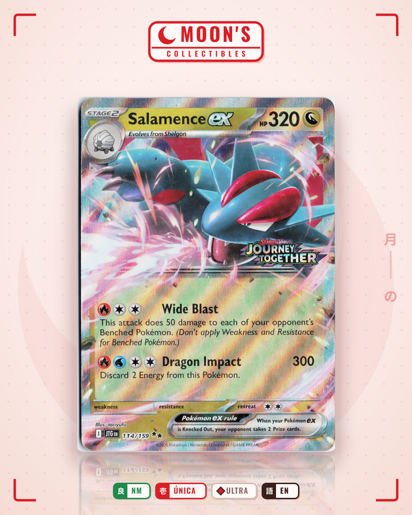 Carta Pokémon Salamence ex · Journey Together #114/159 (NM) — pieza única en Moon's Collectibles México