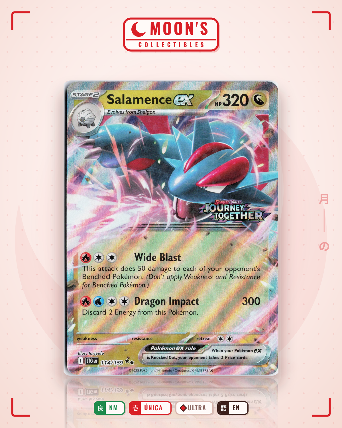 Carta Pokémon Salamence ex · Journey Together #114/159 (NM) — pieza única en Moon's Collectibles México