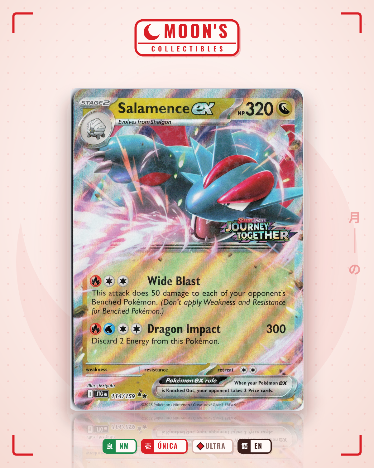 Carta Pokémon Salamence ex · Journey Together #114/159 (NM) — pieza única en Moon's Collectibles México