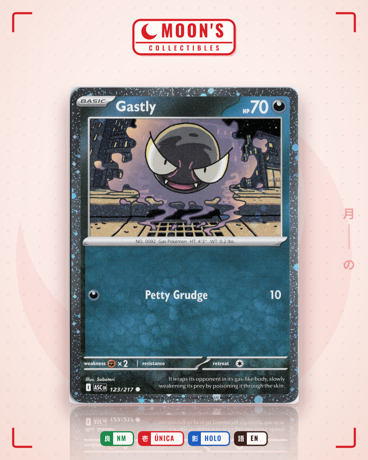 Carta Pokémon Gastly · Ascended Heroes #123/217 (NM) — pieza única en Moon's Collectibles México