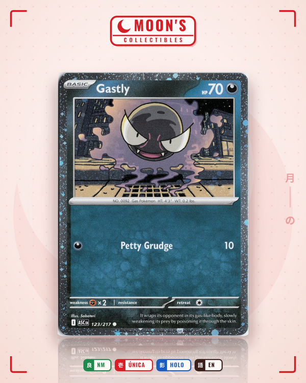 Carta Pokémon Gastly · Ascended Heroes #123/217 (NM) — pieza única en Moon's Collectibles México