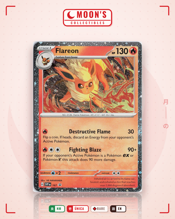 Carta Pokémon Flareon · Scarlet & Violet Black Star Promos #167 (NM) — pieza única en Moon's Collectibles México