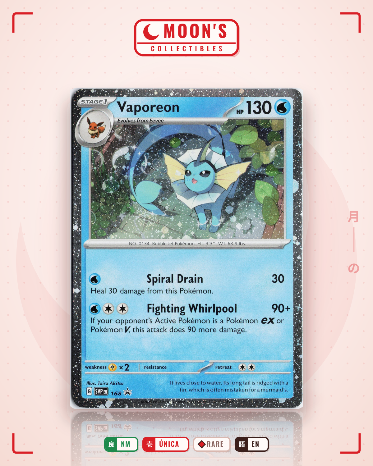 Carta Pokémon Vaporeon · Scarlet & Violet Black Star Promos #168 (NM) — pieza única en Moon's Collectibles México