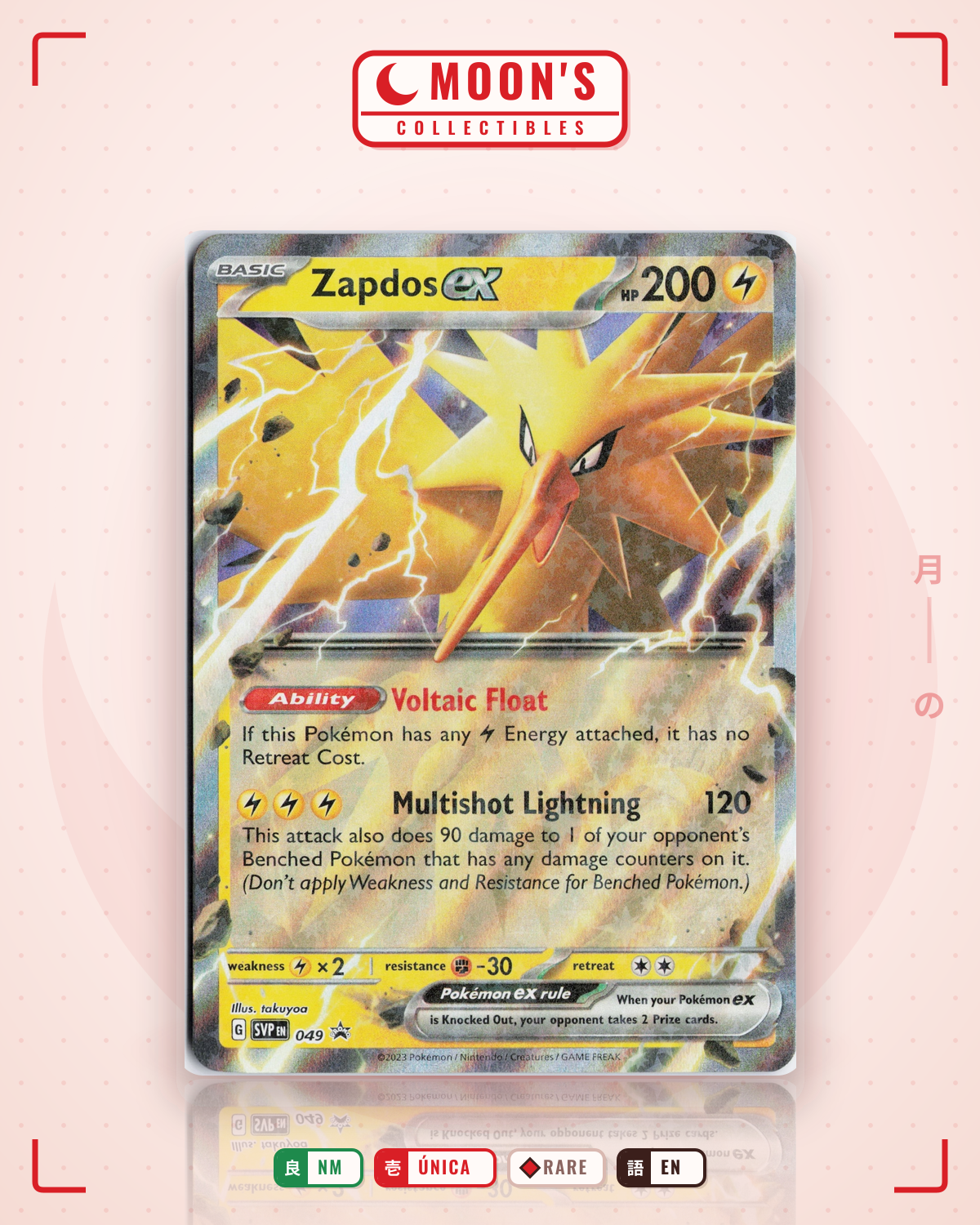 Carta Pokémon Zapdos ex · Scarlet & Violet Black Star Promos #049 (NM) — pieza única en Moon's Collectibles México