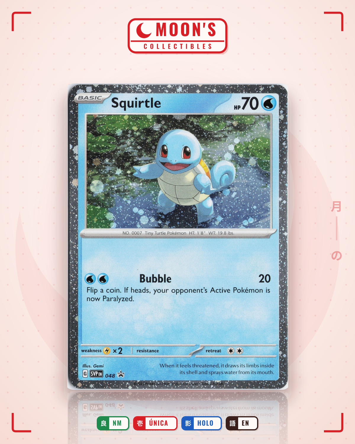 Carta Pokémon Squirtle · Scarlet & Violet Black Star Promos #048 (NM) — pieza única en Moon's Collectibles México