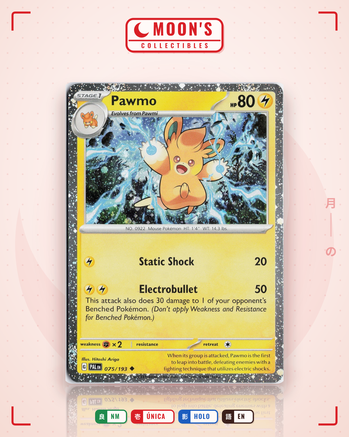 Carta Pokémon Pawmo · Paldea Evolved #075/193 (NM) — pieza única en Moon's Collectibles México