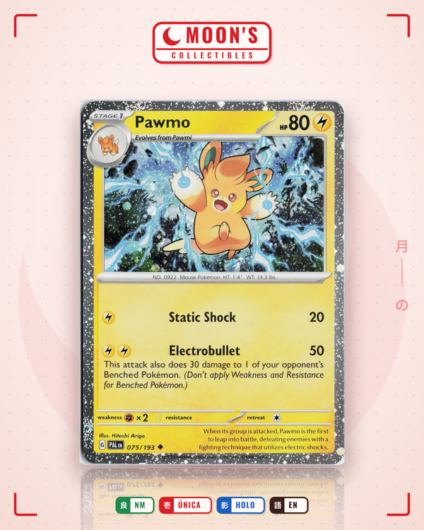 Carta Pokémon Pawmo · Paldea Evolved #075/193 (NM) — pieza única en Moon's Collectibles México