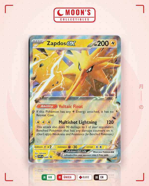 Carta Pokémon Zapdos ex · Scarlet & Violet Black Star Promos #049 (NM) — pieza única en Moon's Collectibles México