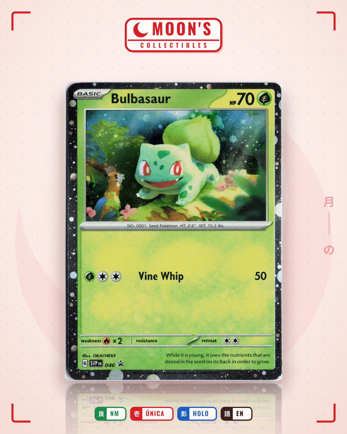 Carta Pokémon Bulbasaur · Scarlet & Violet Black Star Promos #046 (NM) — pieza única en Moon's Collectibles México