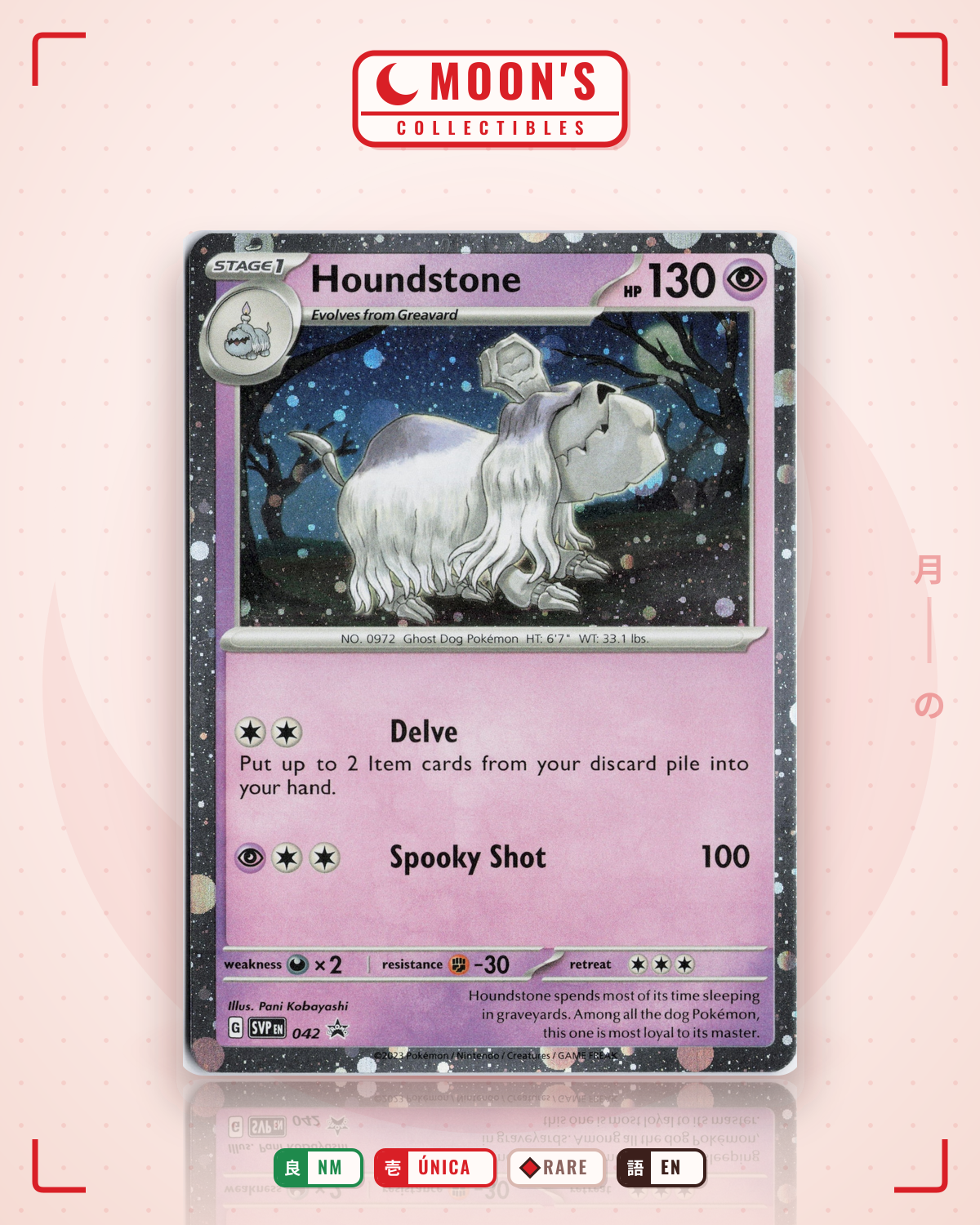 Carta Pokémon Houndstone · Scarlet & Violet Black Star Promos #042 (NM) — pieza única en Moon's Collectibles México