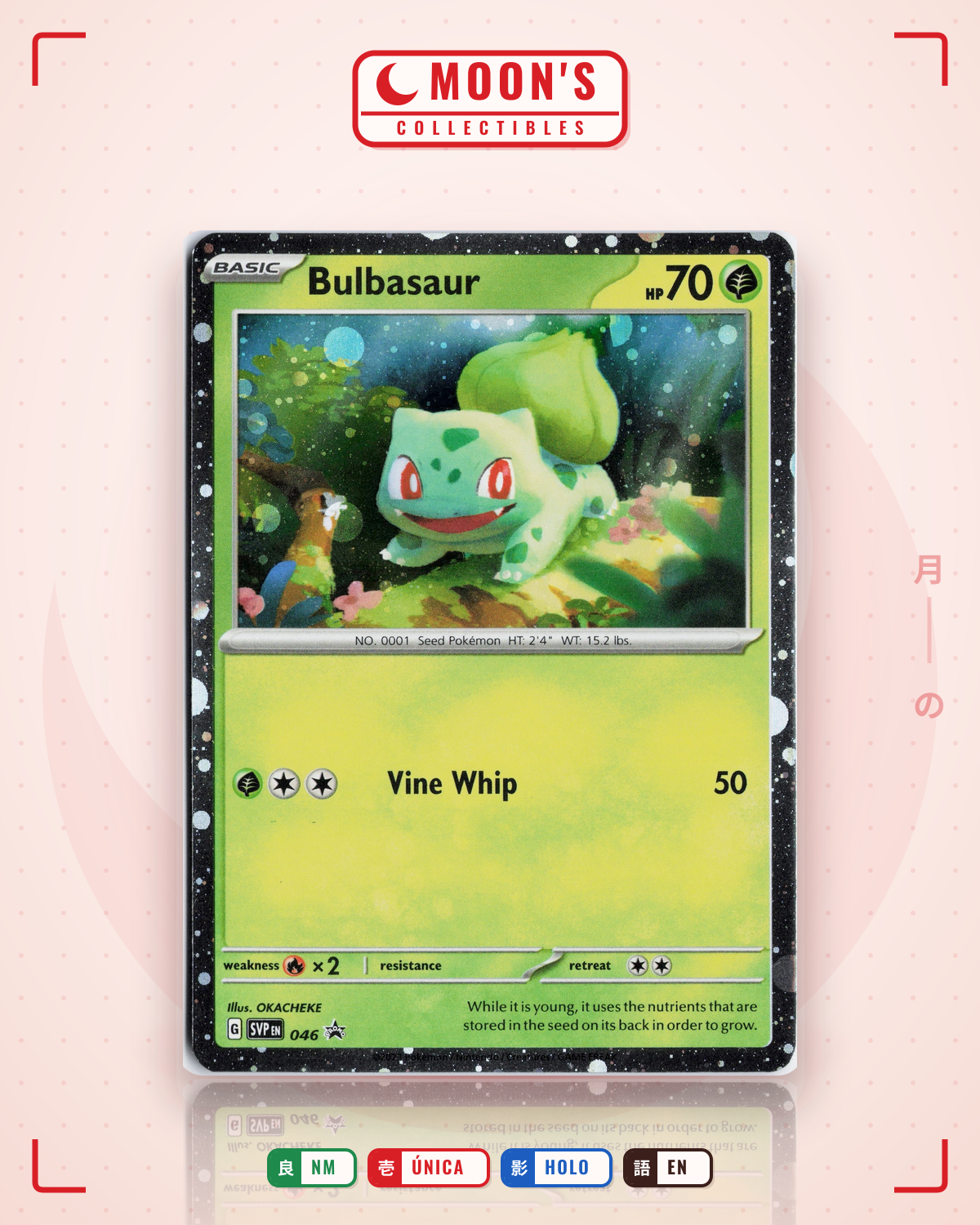 Carta Pokémon Bulbasaur · Scarlet & Violet Black Star Promos #046 (NM) — pieza única en Moon's Collectibles México