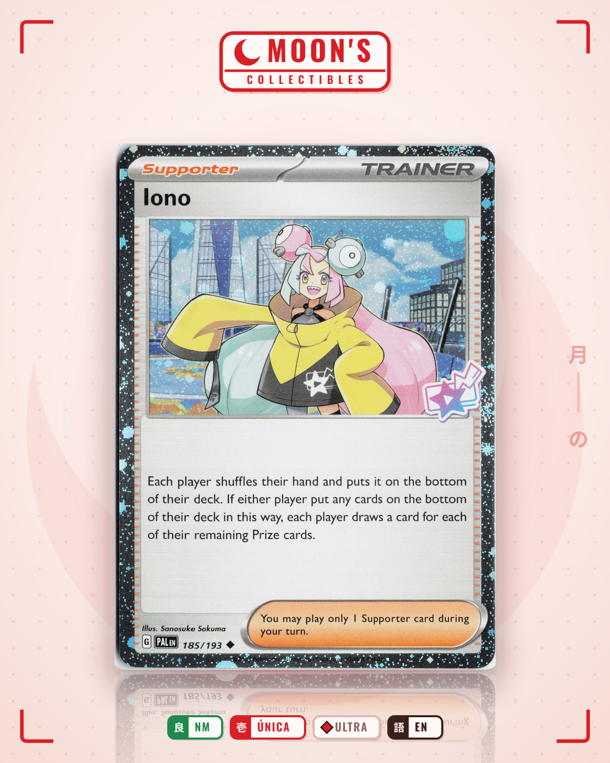 Carta Pokémon Iono · Paldea Evolved #185/193 (NM) — pieza única en Moon's Collectibles México