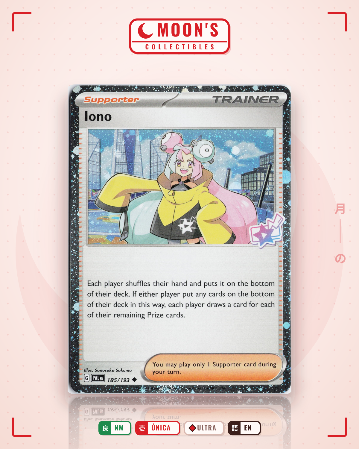Carta Pokémon Iono · Paldea Evolved #185/193 (NM) — pieza única en Moon's Collectibles México