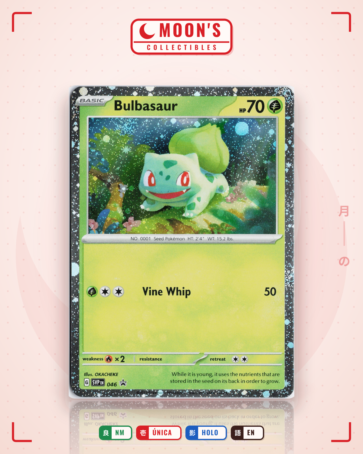 Carta Pokémon Bulbasaur · Scarlet & Violet Black Star Promos #046 (NM) — pieza única en Moon's Collectibles México